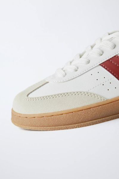 Кеди Zara пд11349 білі з червоним 2200000372178 фото