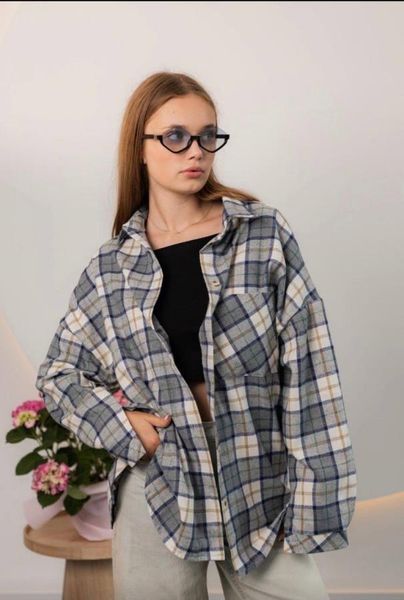 Картата сорочка Madlen пд12124 синя 2200000406682 фото